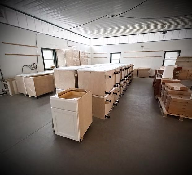 In-stock white Shaker cabinets