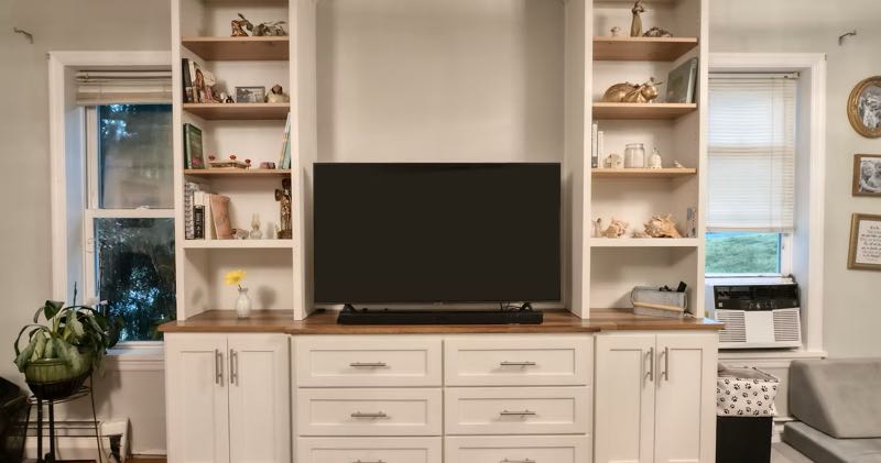 Green and White Kitchen Cabinets