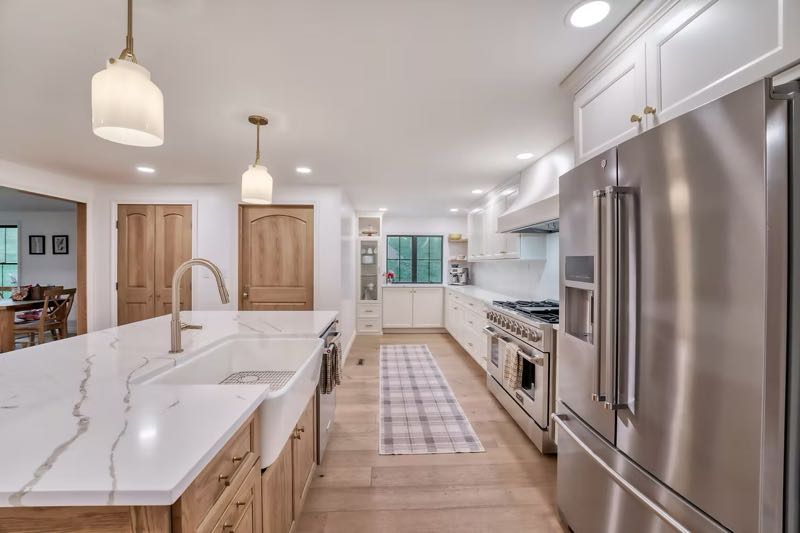 Wood Tones and White Kitchen Cabinetry