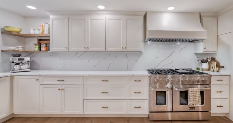 Wood Tones and White Kitchen Cabinetry
